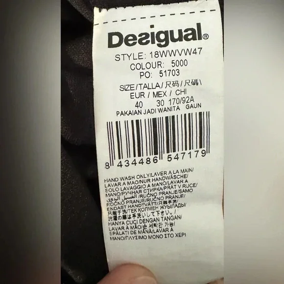 DESIGUAL mini dress silvana cap sleeve lace black v neck party floral cocktail 8 - Picture 5 of 9